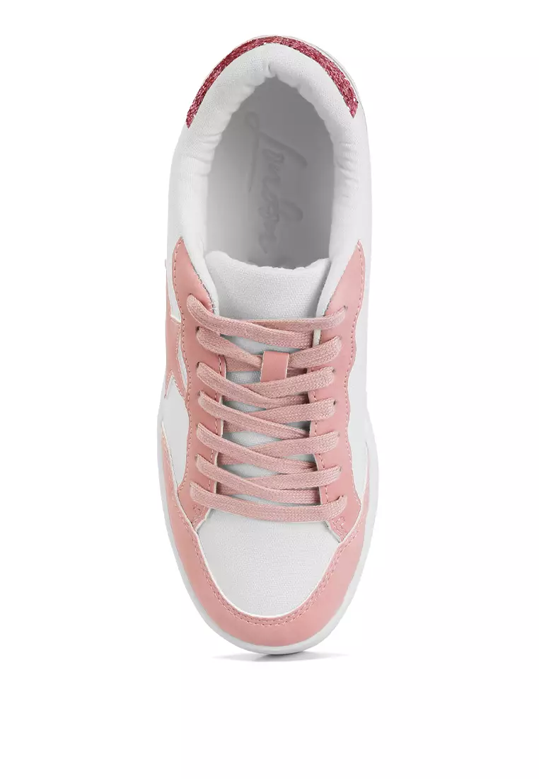 London Rag White Pink Glitter Detail Star Sneakers