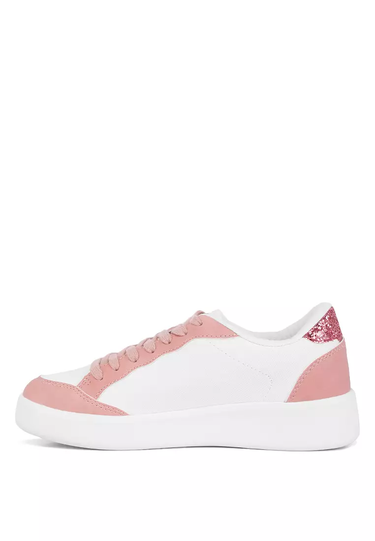 London Rag White Pink Glitter Detail Star Sneakers