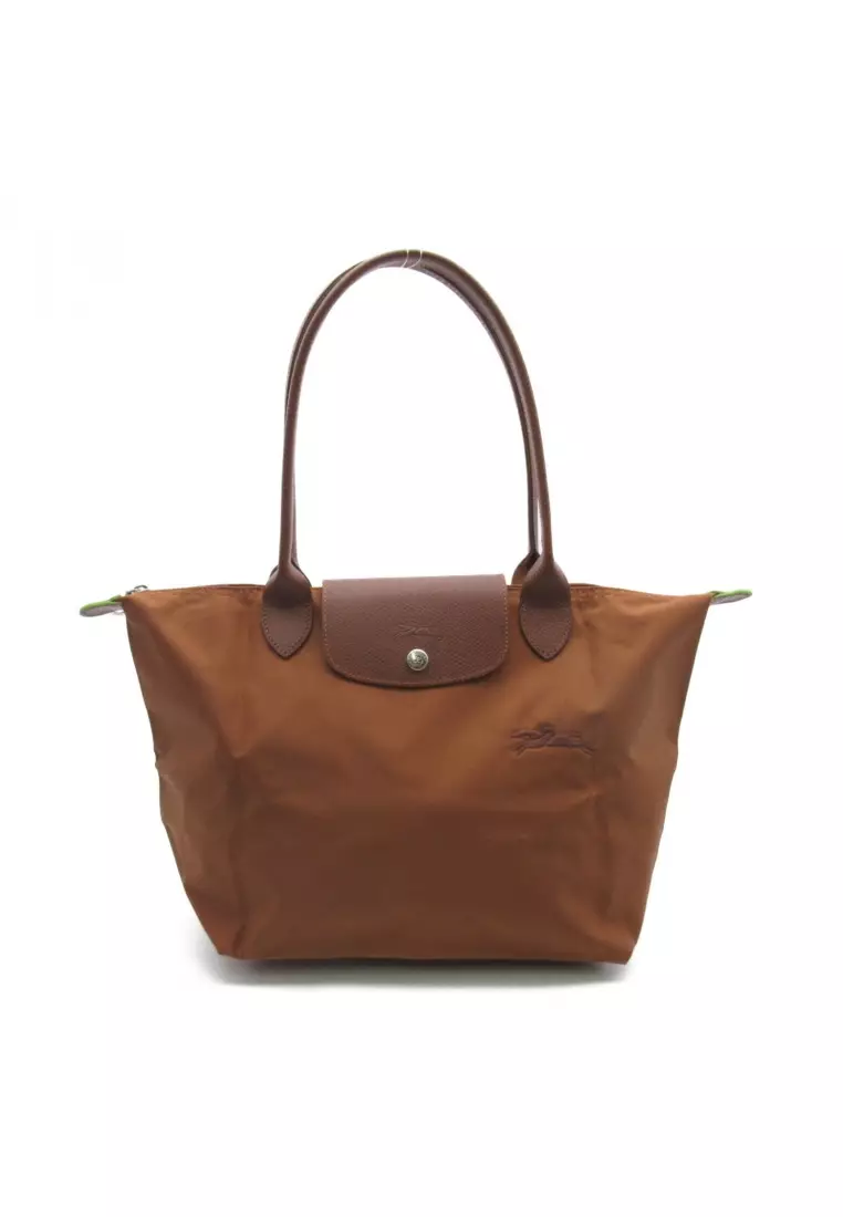 Longchamp Pre-loved LONGCHAMP Le Preage green M Shoulder bag Shoulder bag others Recycled Polyamide Canvas Brown Cognac