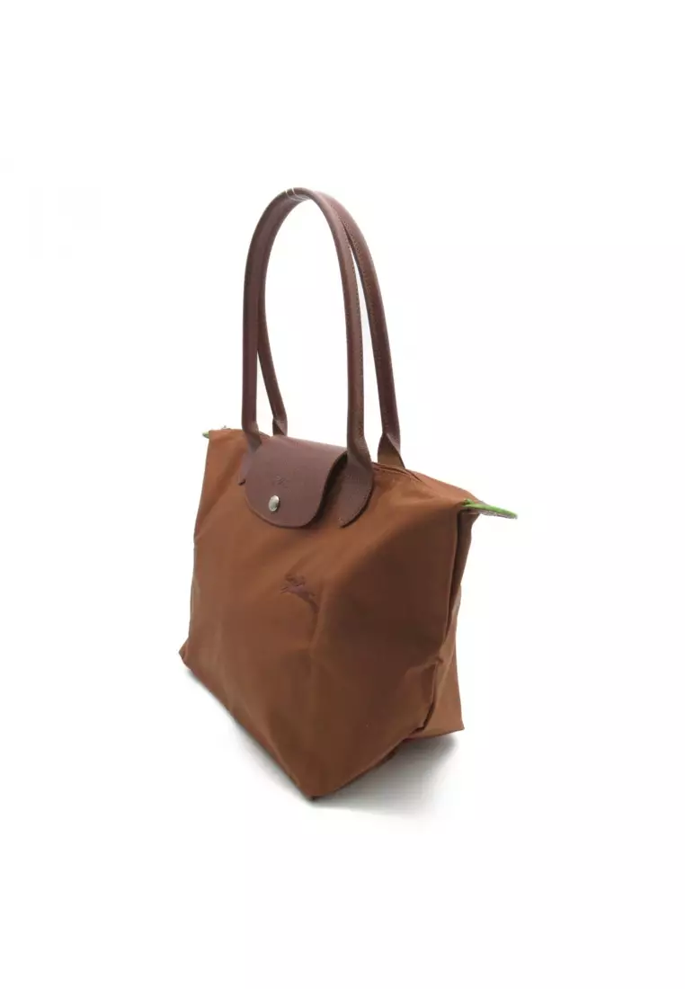 Longchamp Pre-loved LONGCHAMP Le Preage green M Shoulder bag Shoulder bag others Recycled Polyamide Canvas Brown Cognac