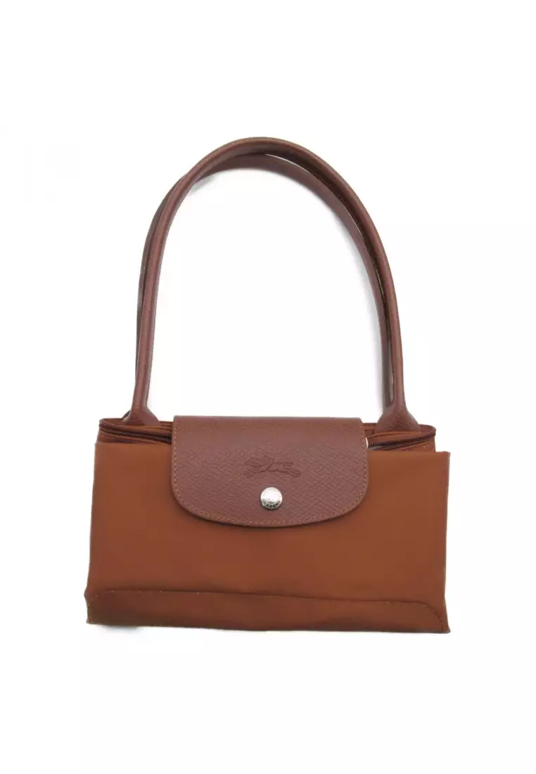 Longchamp Pre-loved LONGCHAMP Le Preage green M Shoulder bag Shoulder bag others Recycled Polyamide Canvas Brown Cognac