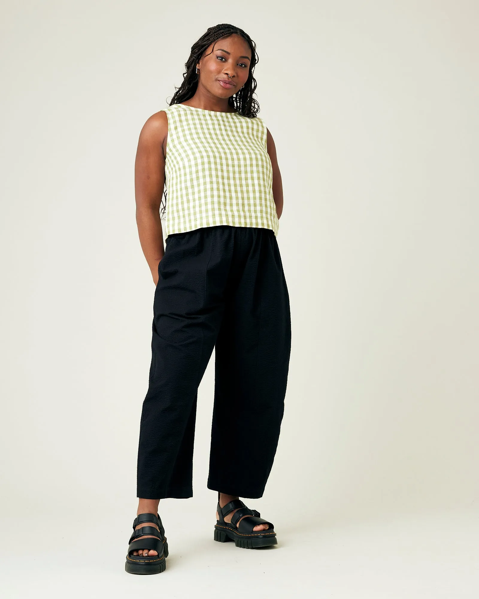 Mabel Black Seersucker Trousers