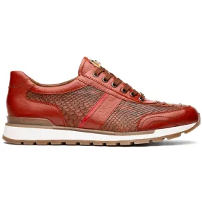 Marco Di Milano Brescia Python & Calfskin Sneakers Antique Cognac