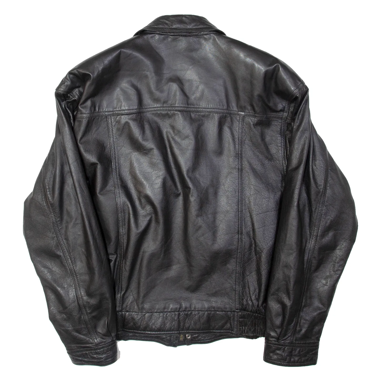 Mens Biker Jacket Black Leather L