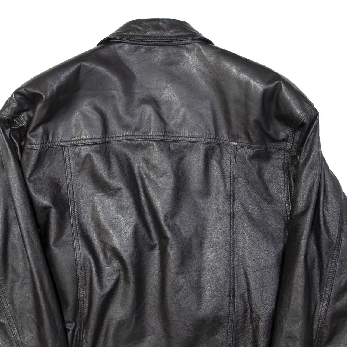 Mens Biker Jacket Black Leather L