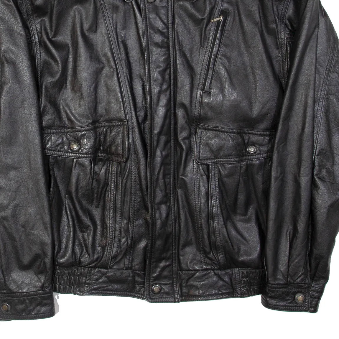 Mens Biker Jacket Black Leather L