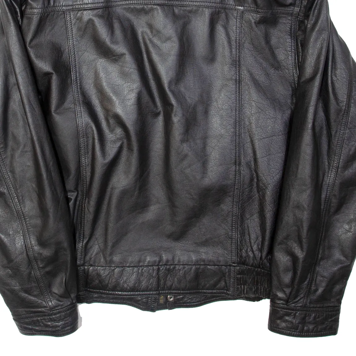 Mens Biker Jacket Black Leather L