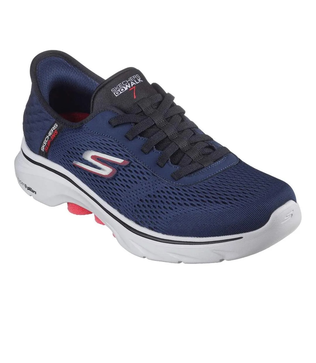 Mens go walk 7 free hand trainers navy/red Skechers