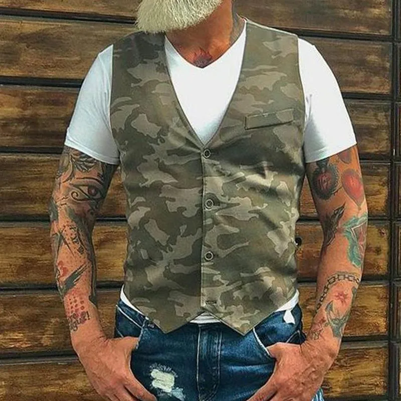 Men's Retro Casual Camouflage Vest 08971373TO