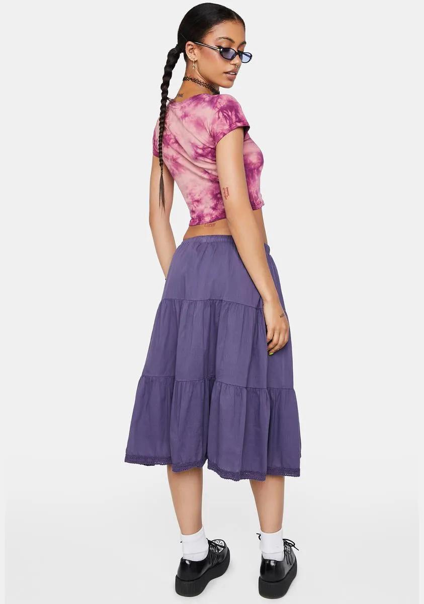 Mist Ruffle Midi Skirt-