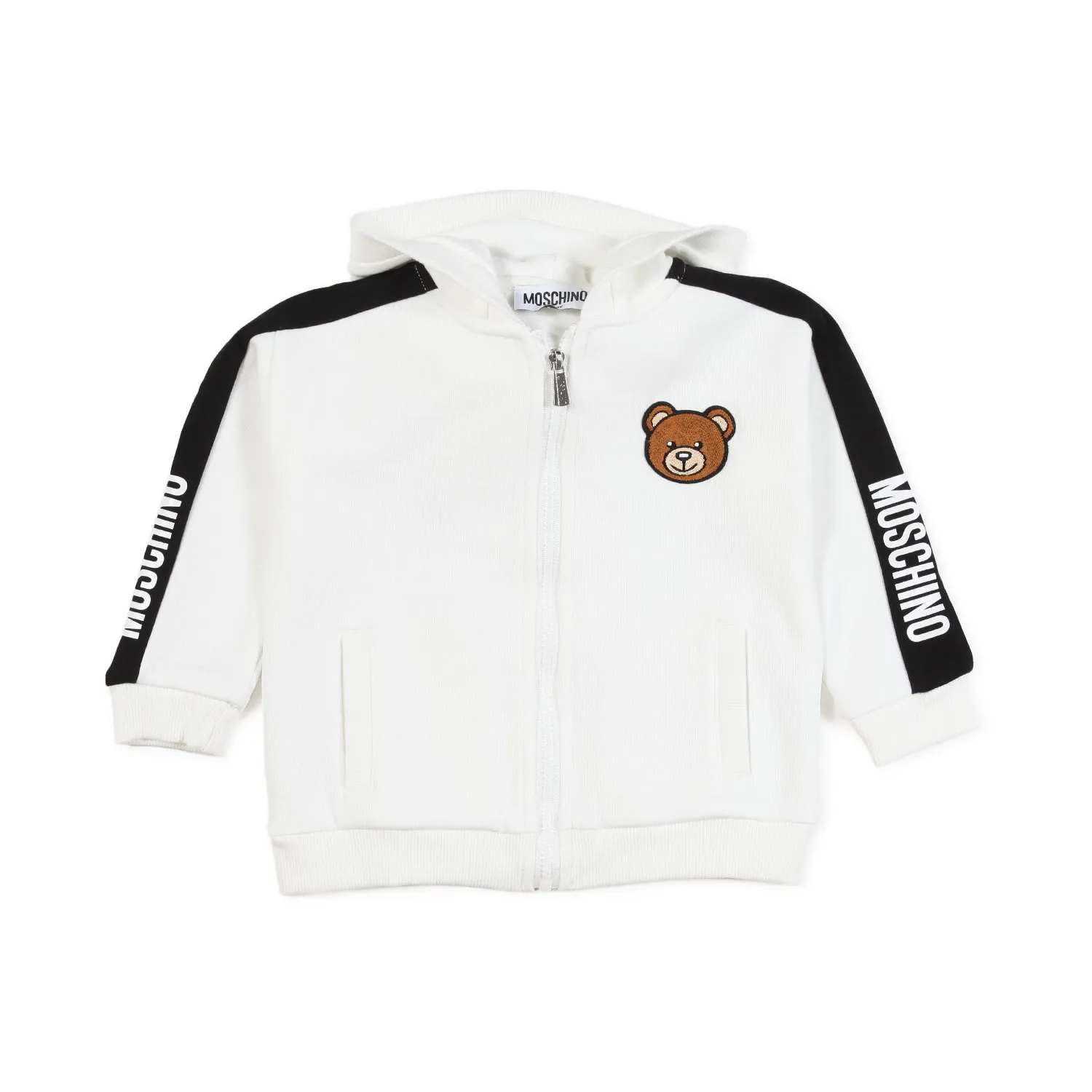 Moschino Black And White Baby Hoodie With Teddy Bear