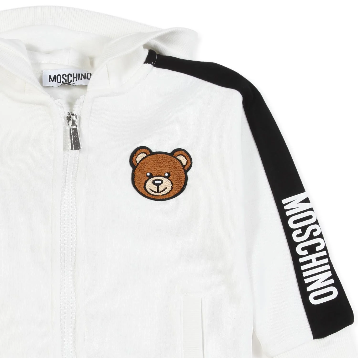 Moschino Black And White Baby Hoodie With Teddy Bear