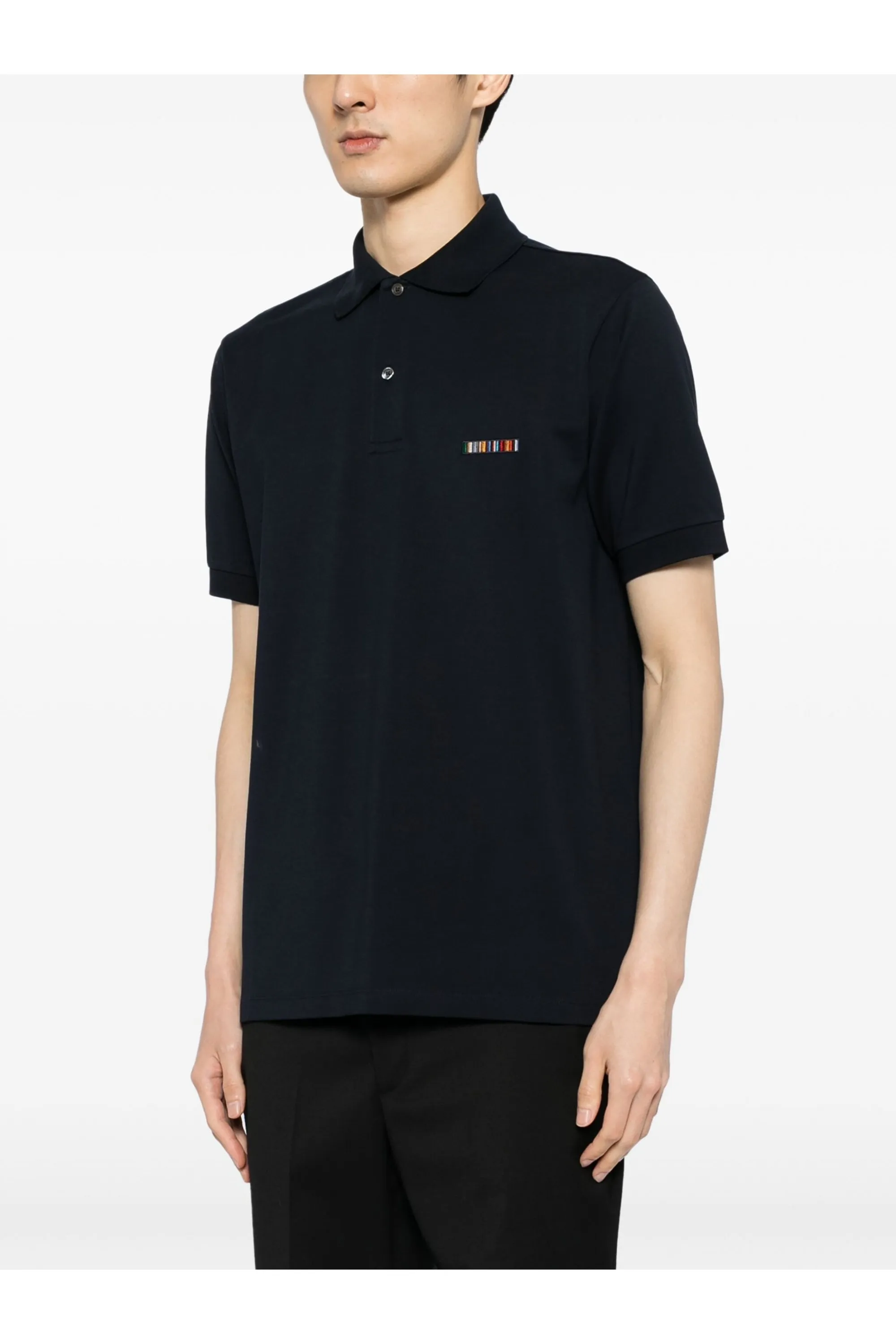 Multi Stripe Embroidery Polo Shirt Navy