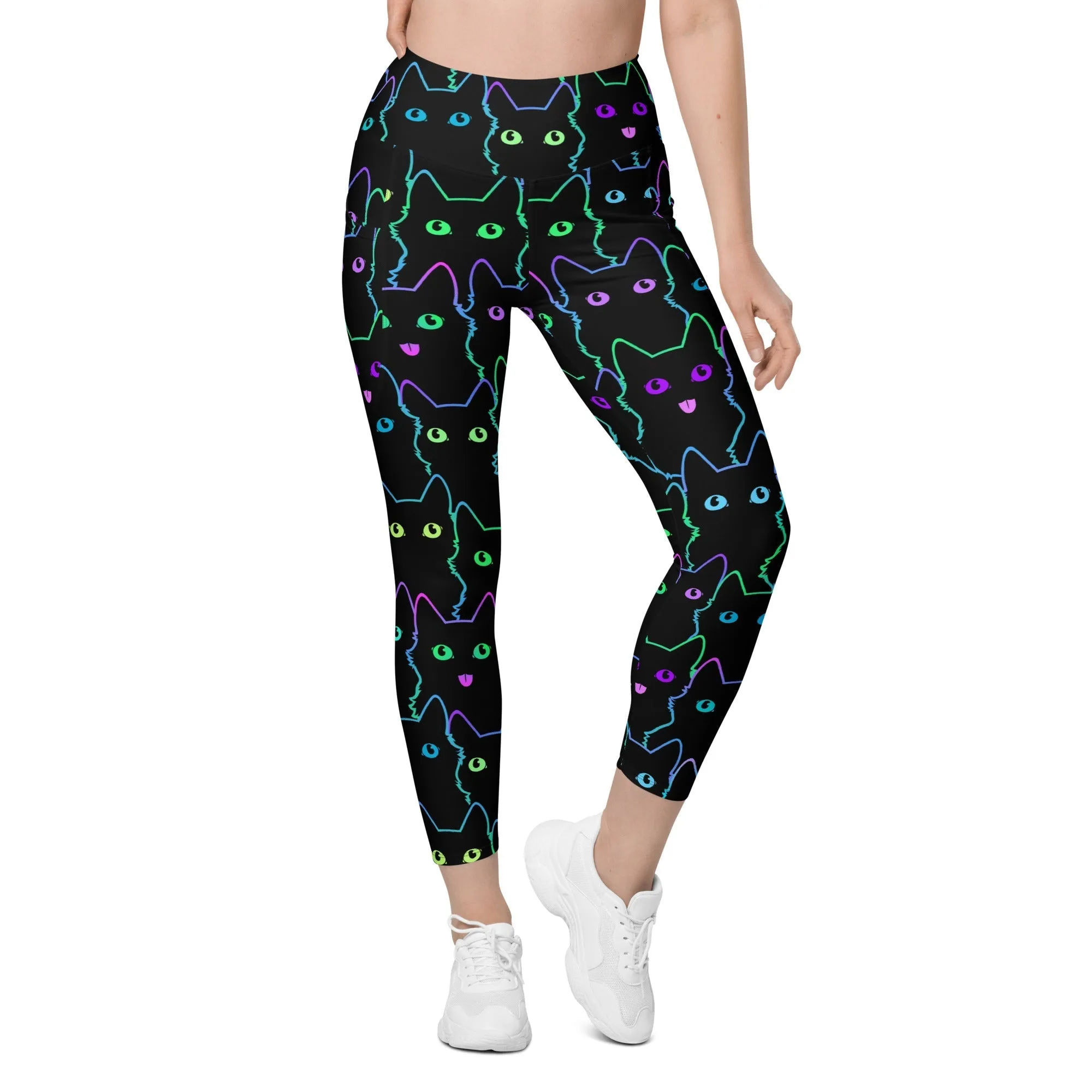 Mystic Halloween Cats Leggings With Pockets