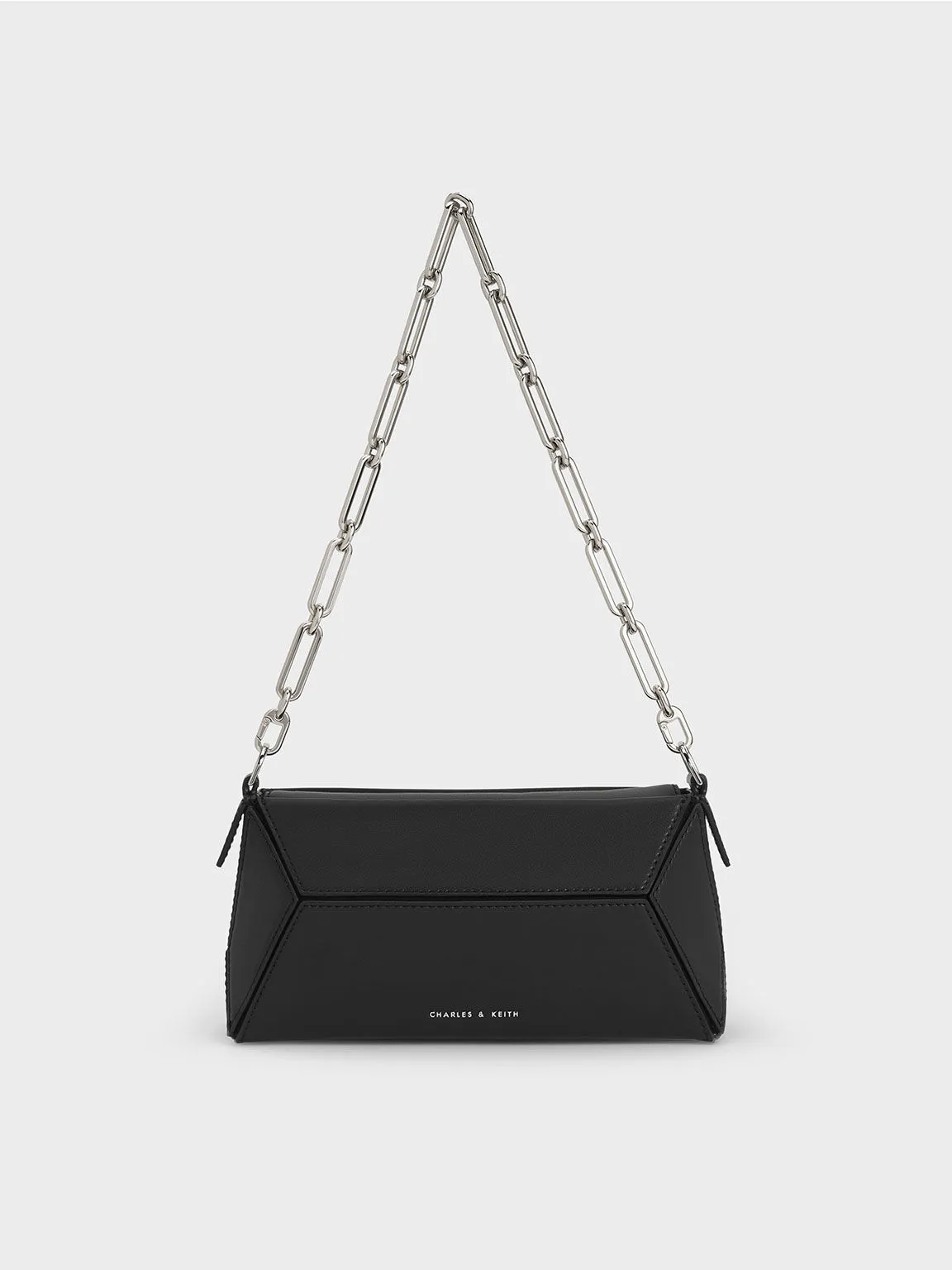 Nasrin Geometric Chain-Handle Shoulder Bag - Noir