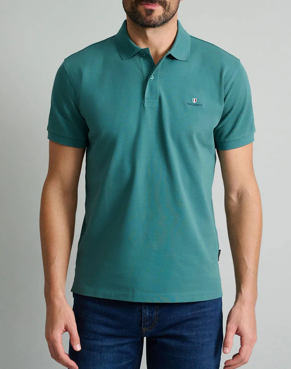 NAVY&GREEN POLO SHIRT-CUSTOM FIT