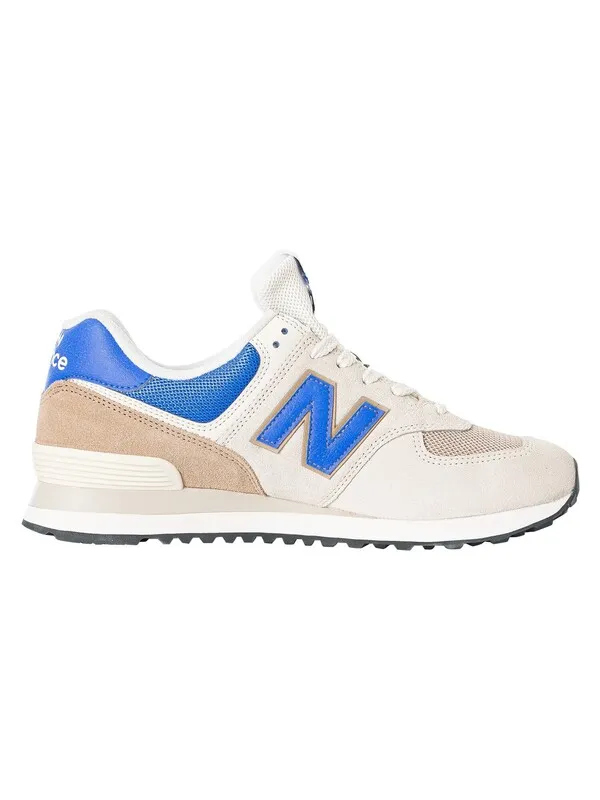 New Balance 574 Suede Trainers - Off White/Blue