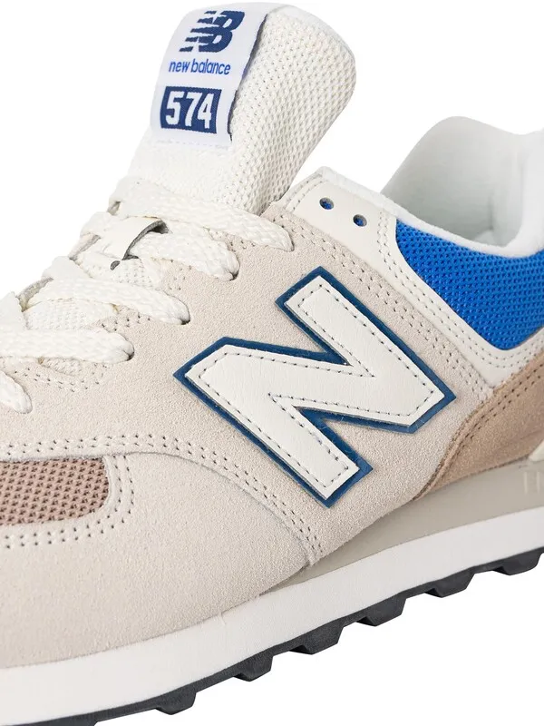 New Balance 574 Suede Trainers - Off White/Blue