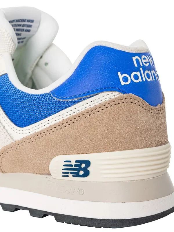 New Balance 574 Suede Trainers - Off White/Blue