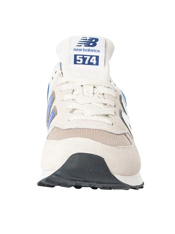 New Balance 574 Suede Trainers - Off White/Blue