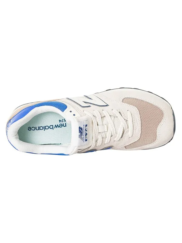 New Balance 574 Suede Trainers - Off White/Blue