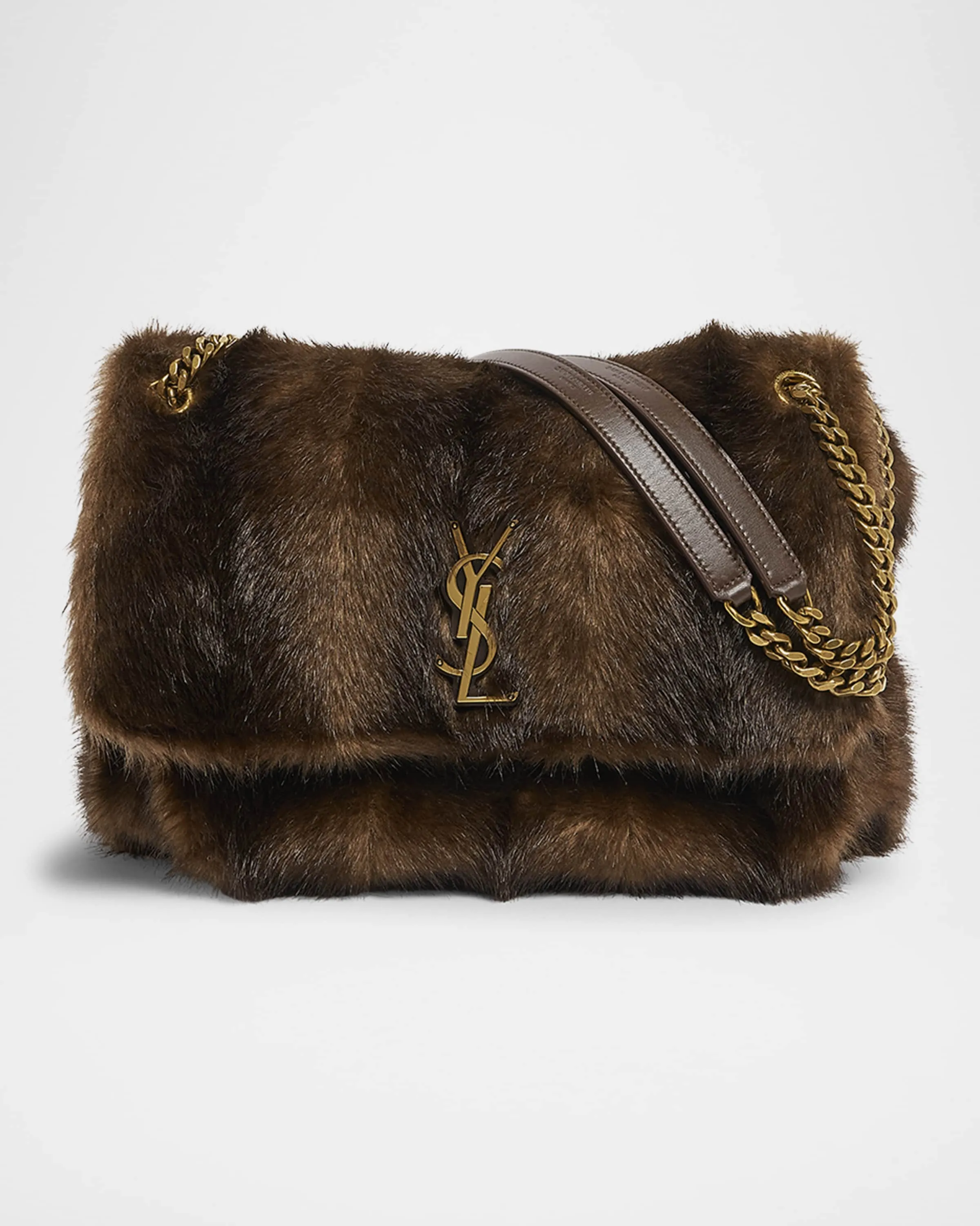 Niki Large YSL Shoulder Bag in Faux Fur 