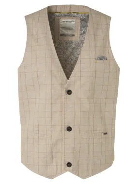 No Excess Check Linen Blend Vest