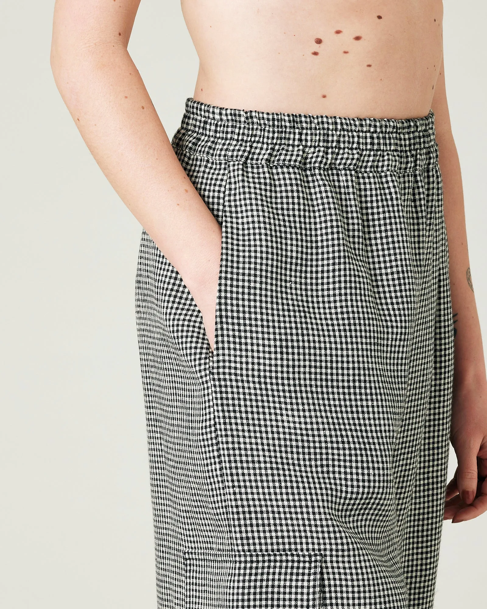 Orla Black & Stone Micro Gingham Linen Trousers