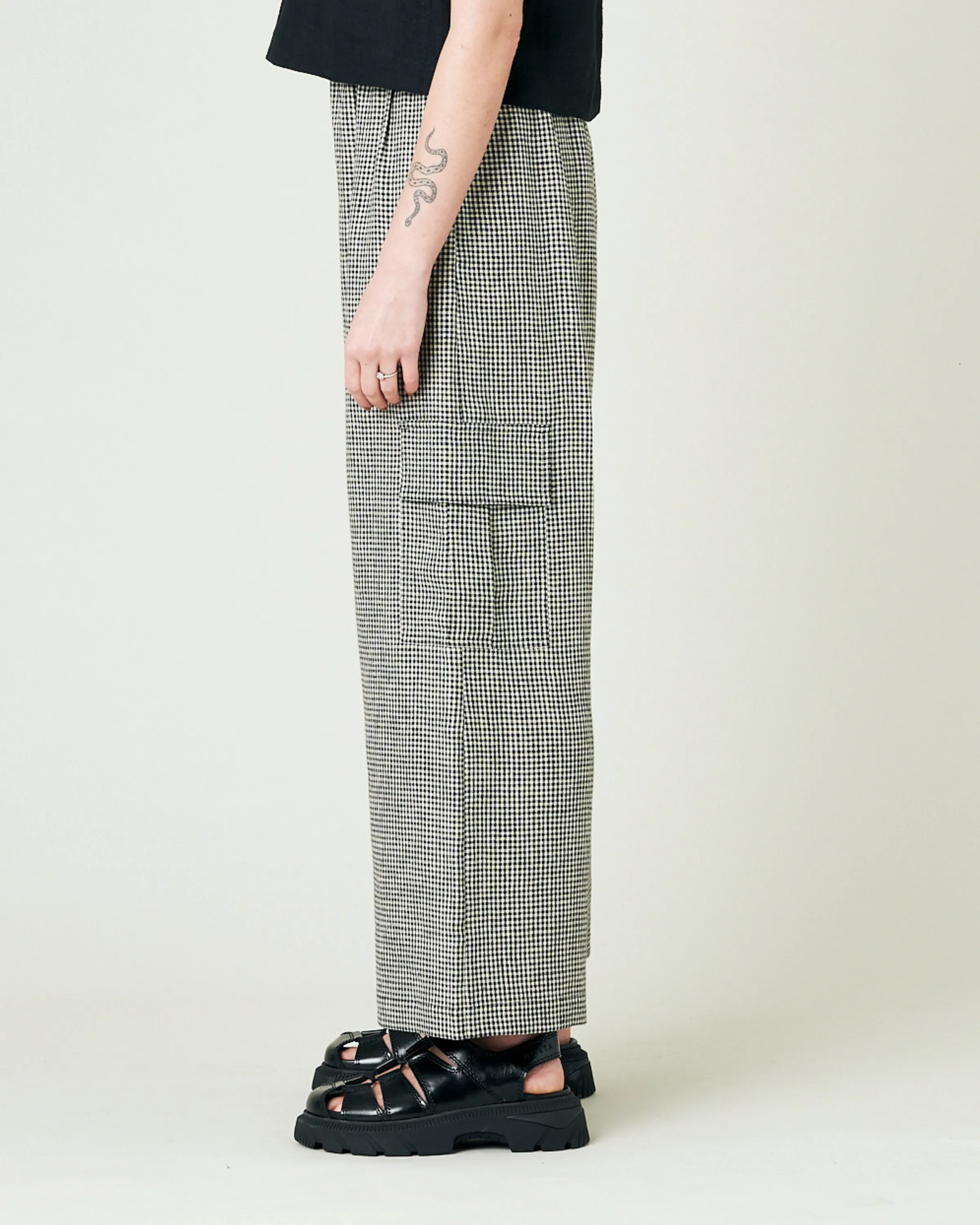 Orla Black & Stone Micro Gingham Linen Trousers