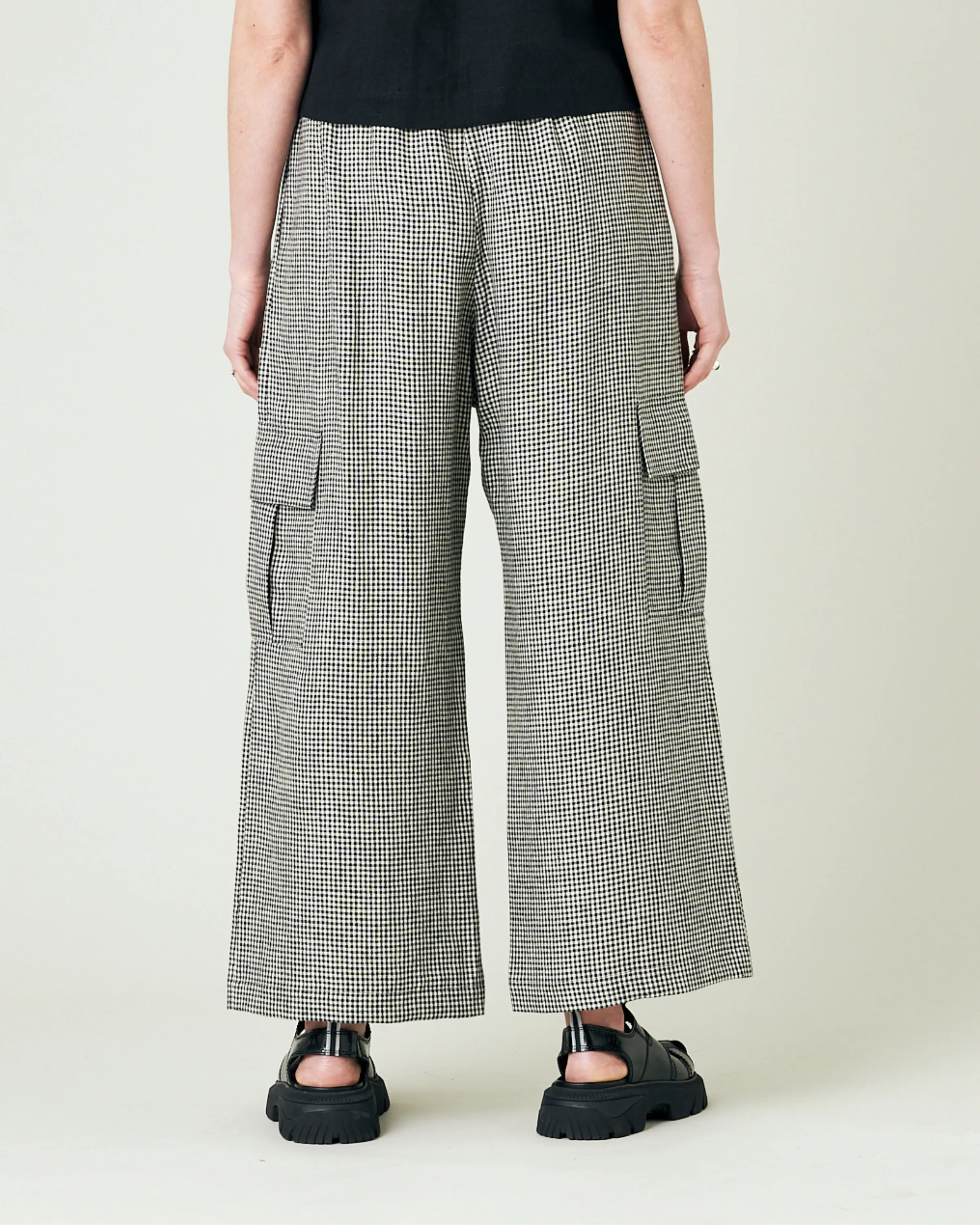 Orla Black & Stone Micro Gingham Linen Trousers