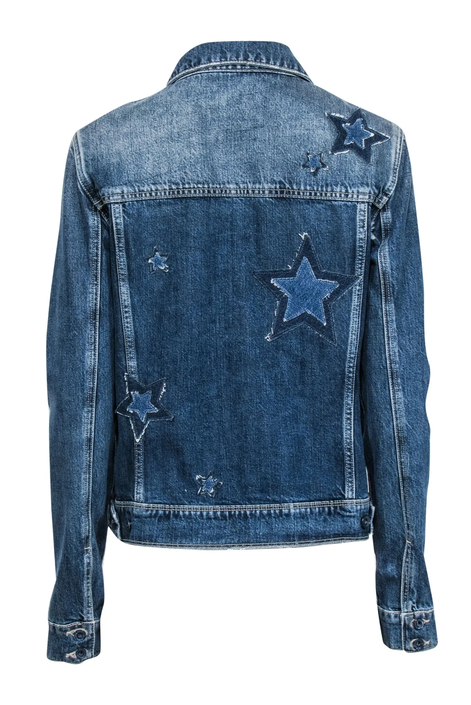 Paige - Blue Denim Jacket w/ Star Patches Sz L