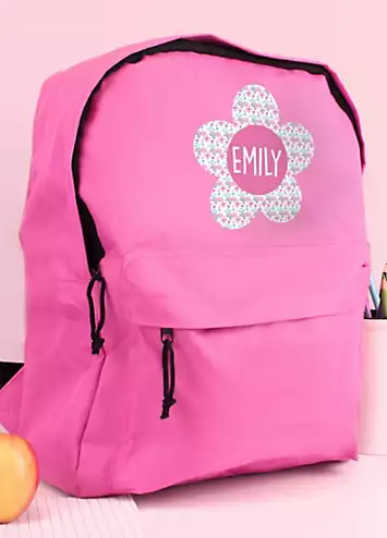 Personalised Momento Personalised Flower Pink Backpack | Grattan