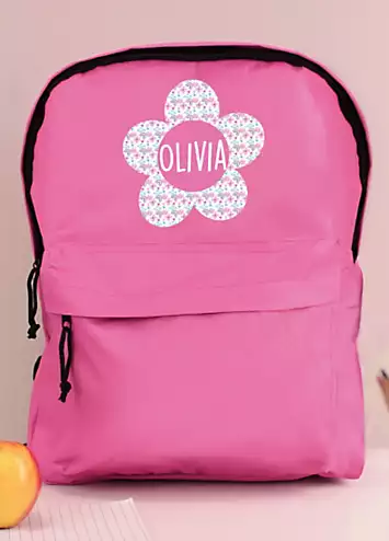 Personalised Momento Personalised Flower Pink Backpack | Grattan