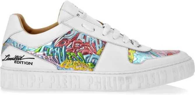 Philipp Plein graffiti-print lace-up sneakers White