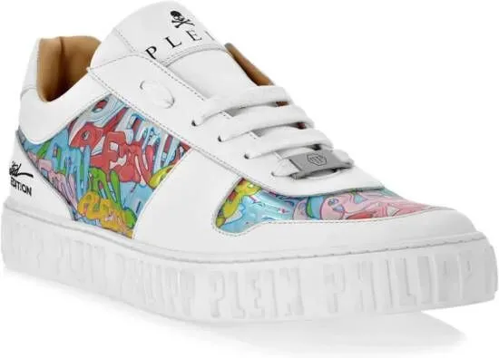 Philipp Plein graffiti-print lace-up sneakers White