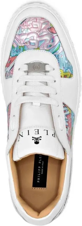 Philipp Plein graffiti-print lace-up sneakers White