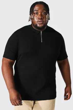 Plus Half Zip Knitted Polo