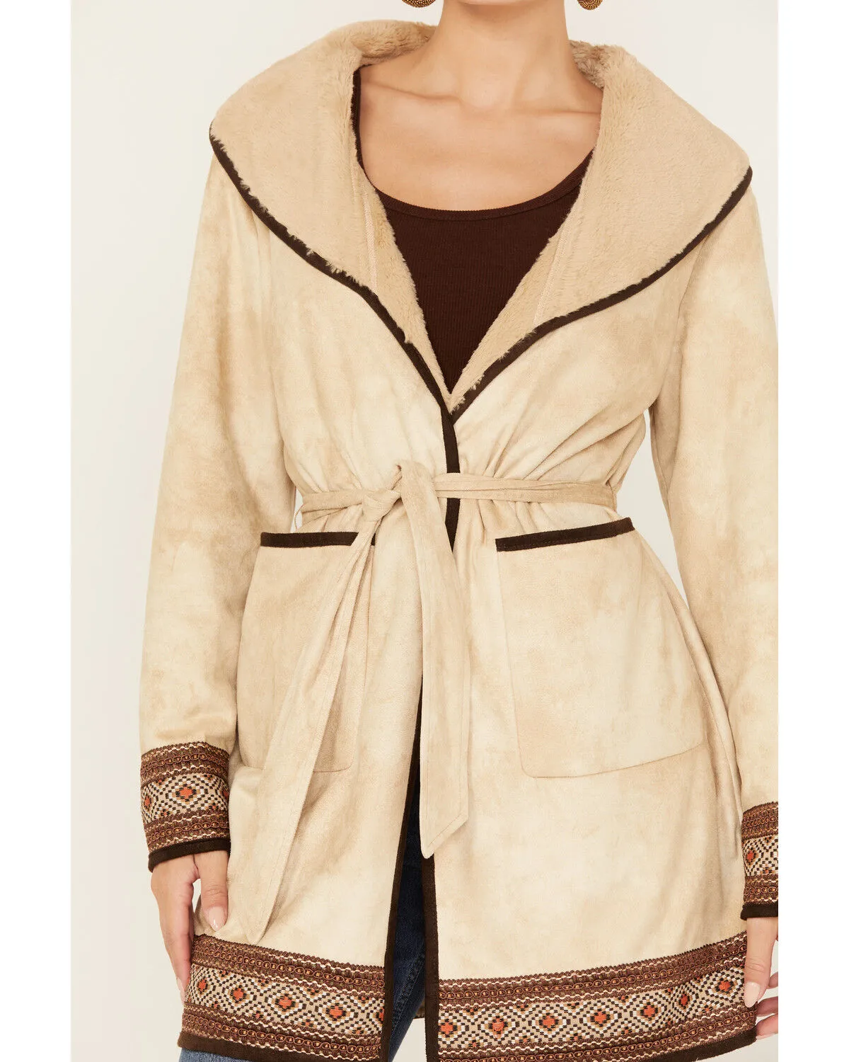 Product Name:  Tasha Polizzi Women's Raquel Faux Suede Border Print Jacket