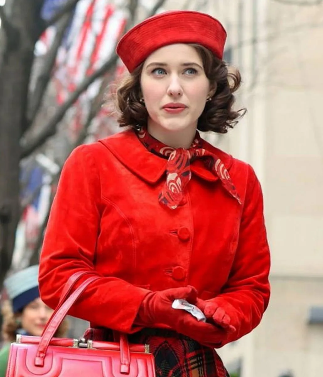 Rachel Brosnahan The Marvelous Mrs Maisel S05 Red Suede Jacket