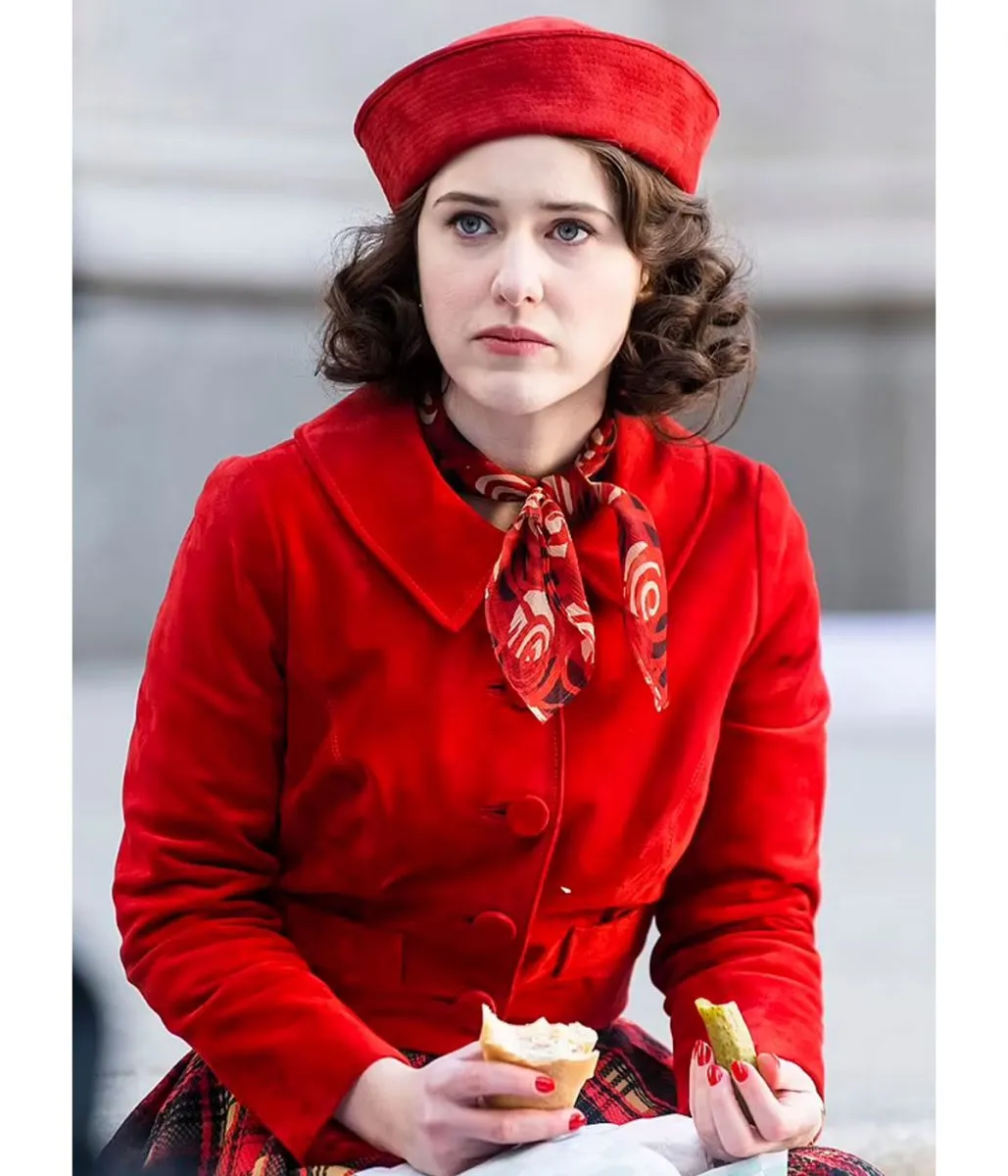 Rachel Brosnahan The Marvelous Mrs Maisel S05 Red Suede Jacket