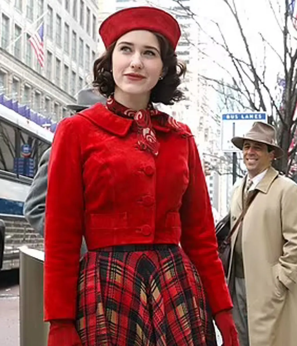 Rachel Brosnahan The Marvelous Mrs Maisel S05 Red Suede Jacket