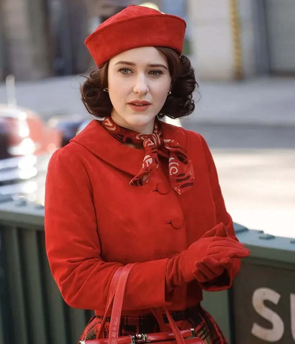 Rachel Brosnahan The Marvelous Mrs Maisel S05 Red Suede Jacket