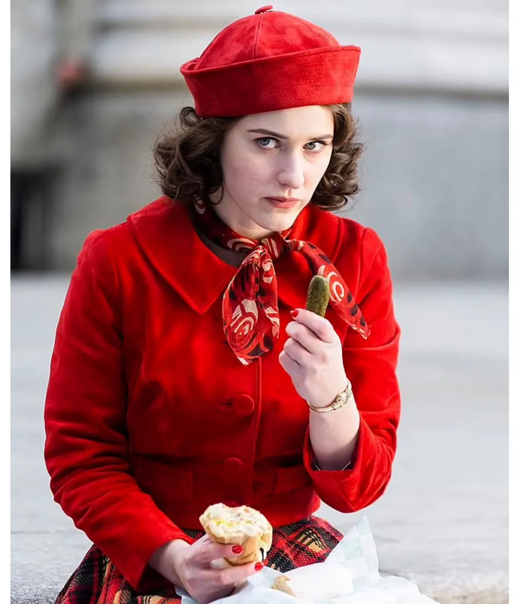 Rachel Brosnahan The Marvelous Mrs Maisel S05 Red Suede Jacket