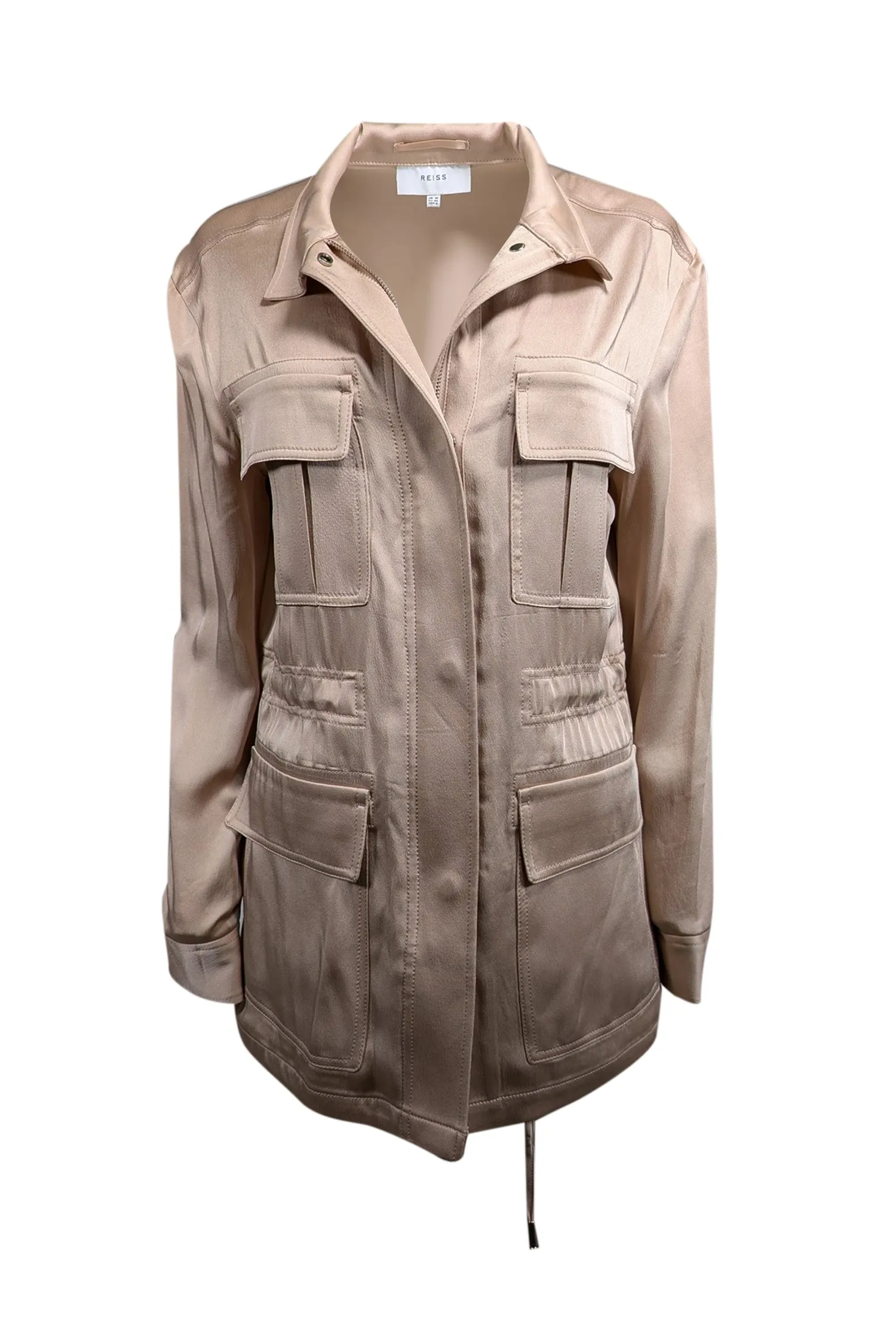 Reiss - Beige Satin Cargo Jacket Sz 6