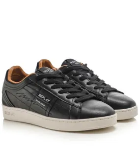 Replay Black Leather Smash Pro Lay Trainers