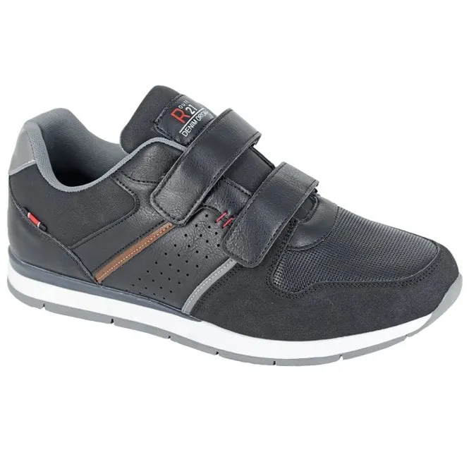 Route 21  Mens Black Riptape Casual Trainers M576A