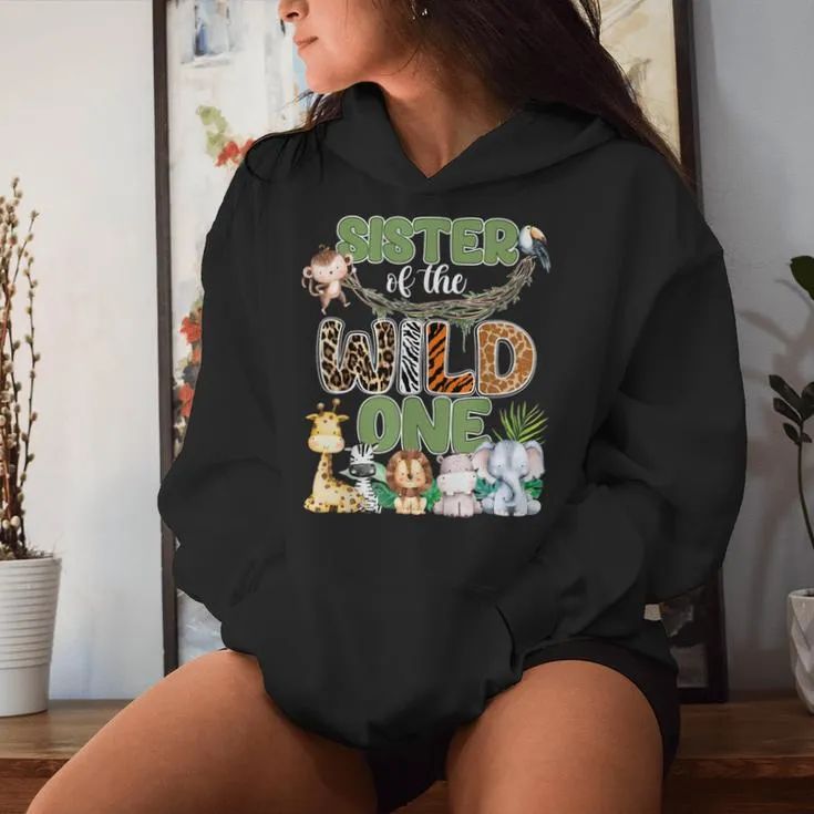 Sister Of The Wild One 1St Birthday Safari Family Matching Women Hoodie