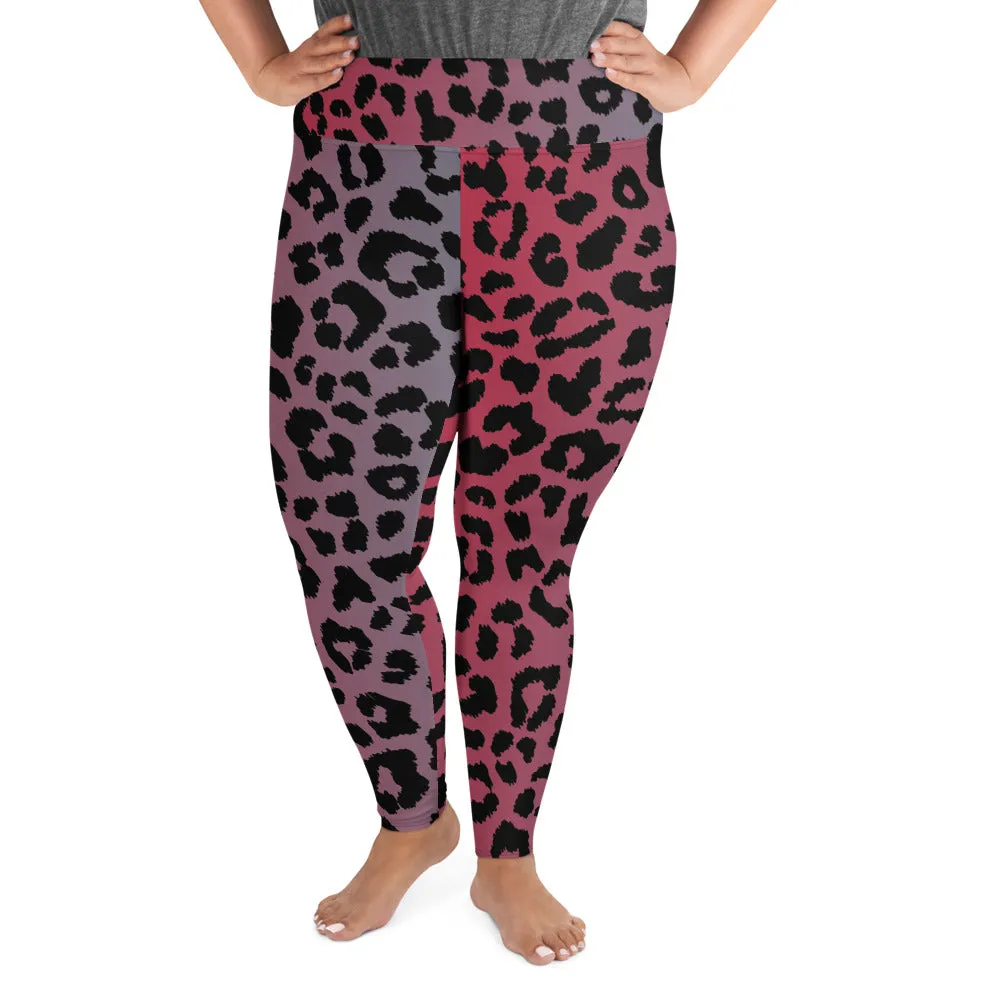 South Central Girl Pink Ombre Leopard  Plus Size Leggings