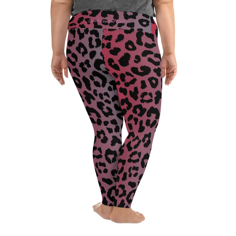 South Central Girl Pink Ombre Leopard  Plus Size Leggings