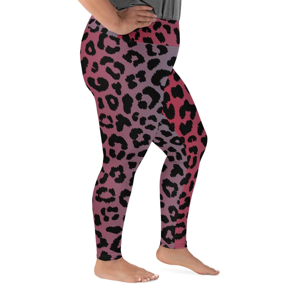 South Central Girl Pink Ombre Leopard  Plus Size Leggings